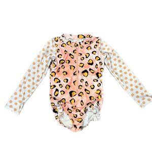 Oopsie Daisy Pink Leopard Long Sleeve Zip Rash Guard
